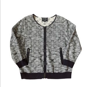 Lucky Brand Patterned Knit Bomber Jacket